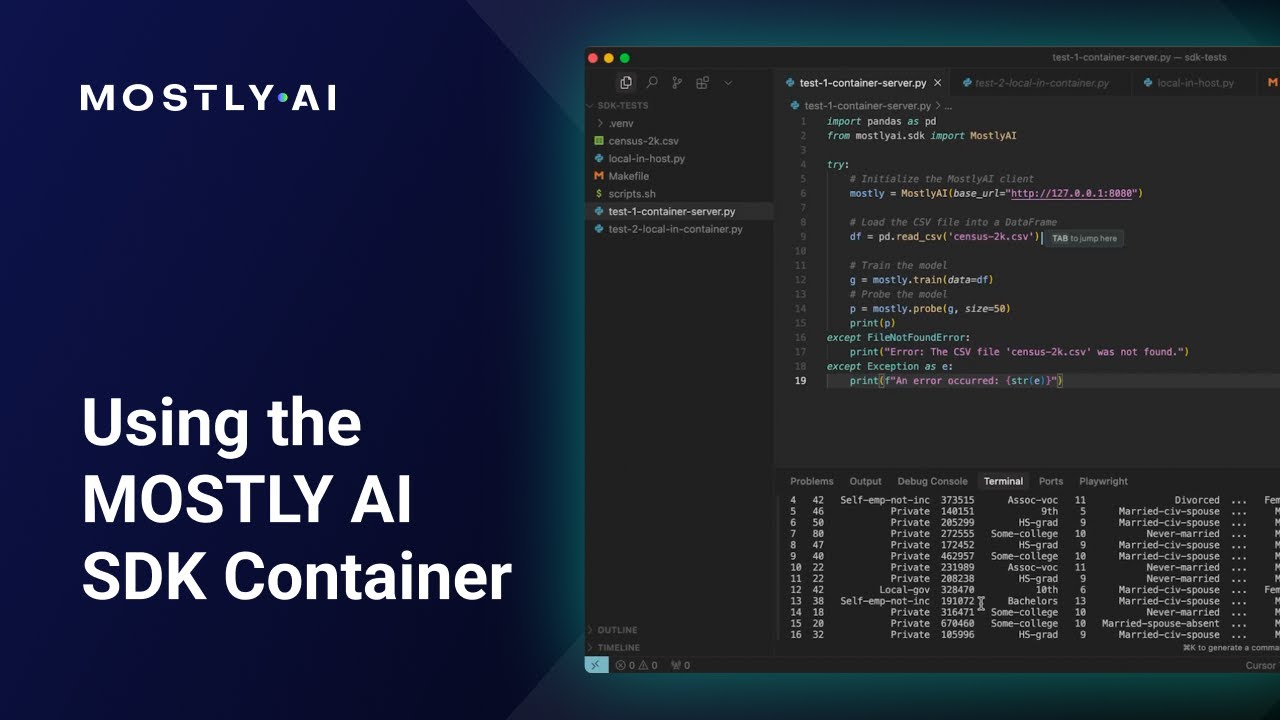 Using the MOSTLY AI SDK Container - MOSTLY AI powered by Syntho